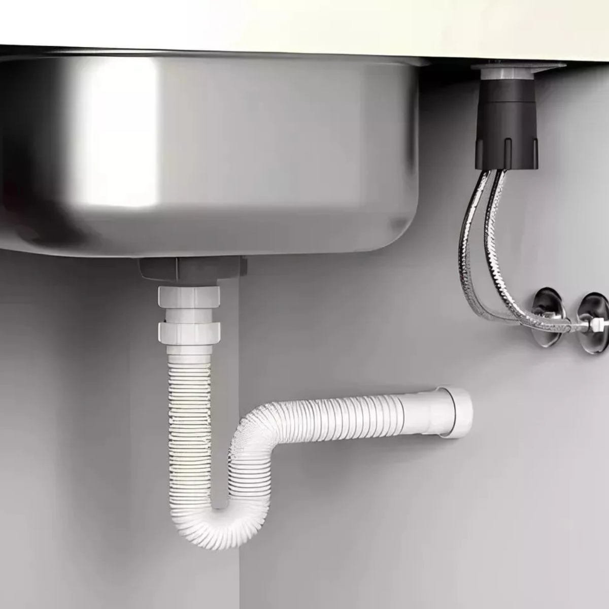 Sifão Sanfonado Tubo Flexível Multiuso Universal para Pias Curto Branco | Onça - Imagem 2